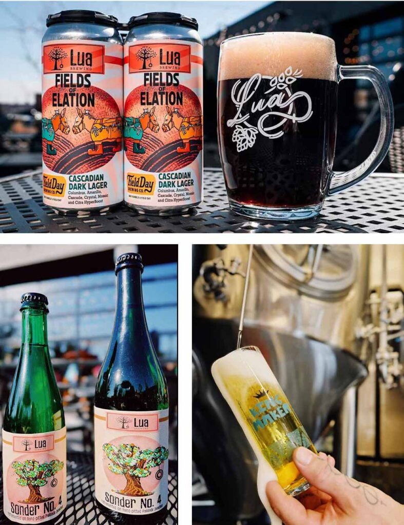 lua brewing collage sonder saison king maker and fields of elation cascadian dark lager