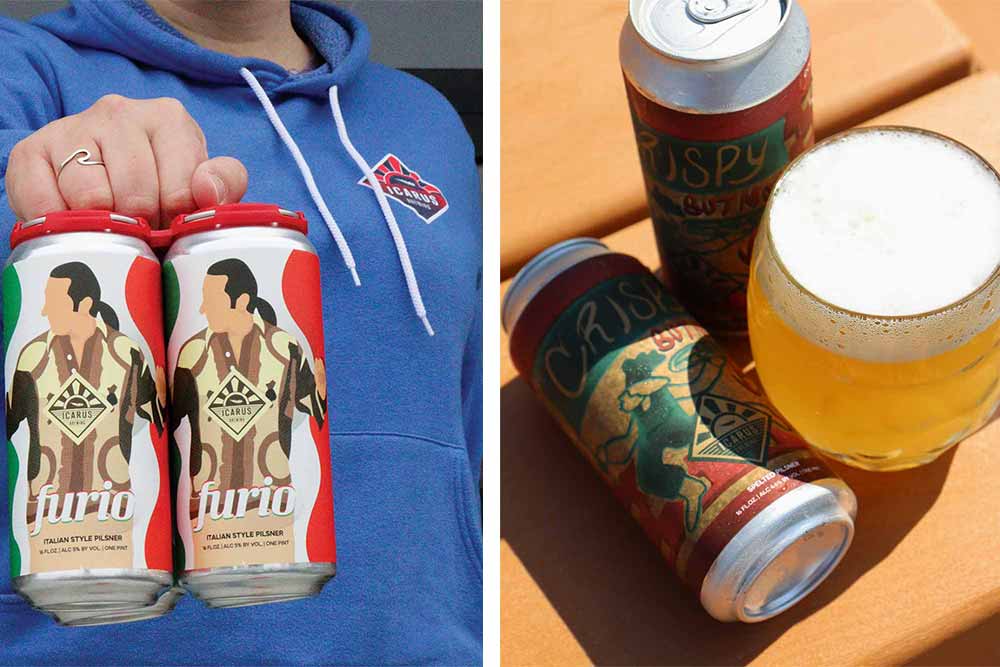 icarus brewing crispy spelted pilsner and furio italian pilsner