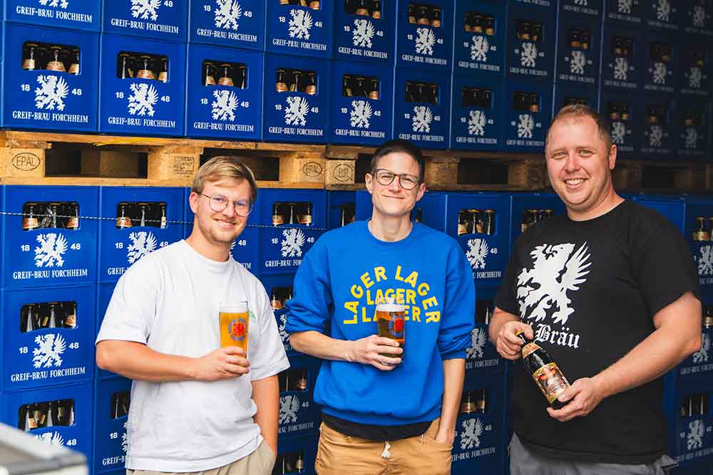 brauerei josef greif hop culture senior content editor grace lee-weitz and tour guide tobias kerschbaumer forchheim germany