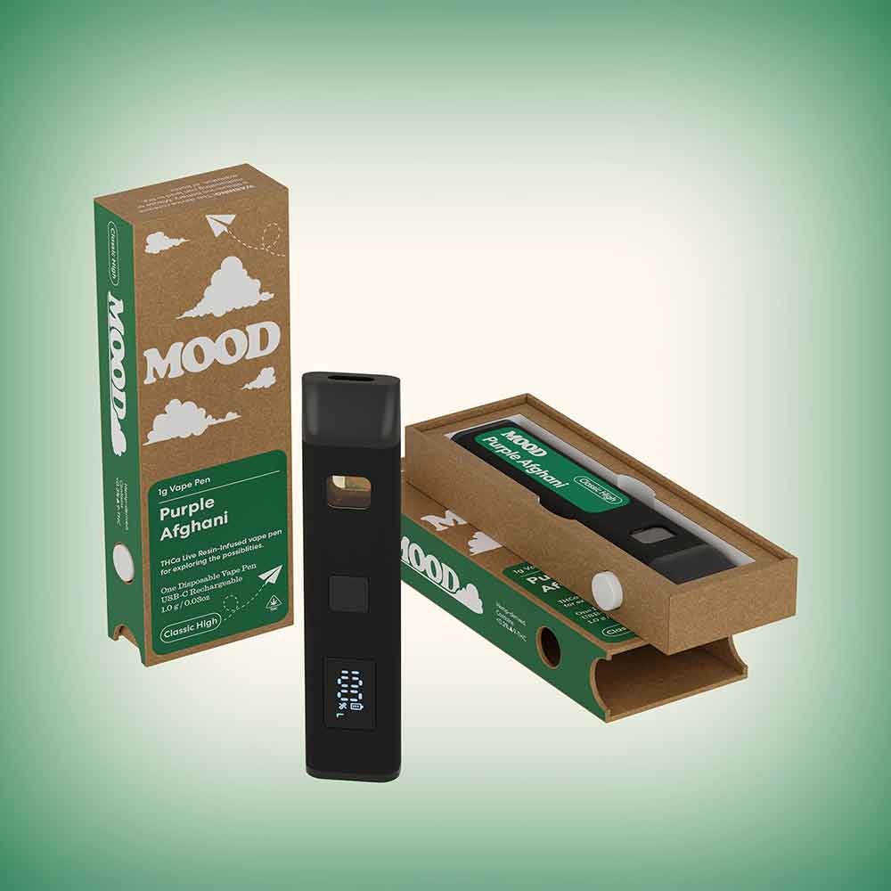 mood THCa purple afghani disposable vape