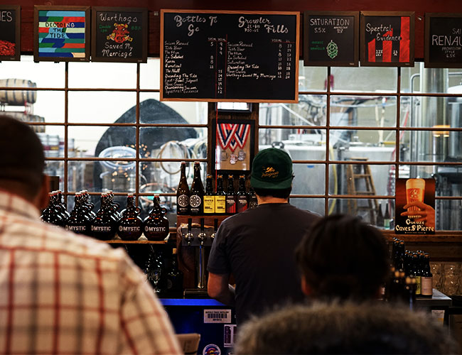 the taproom at Mystic Brewery, one of the best breweries in Boston