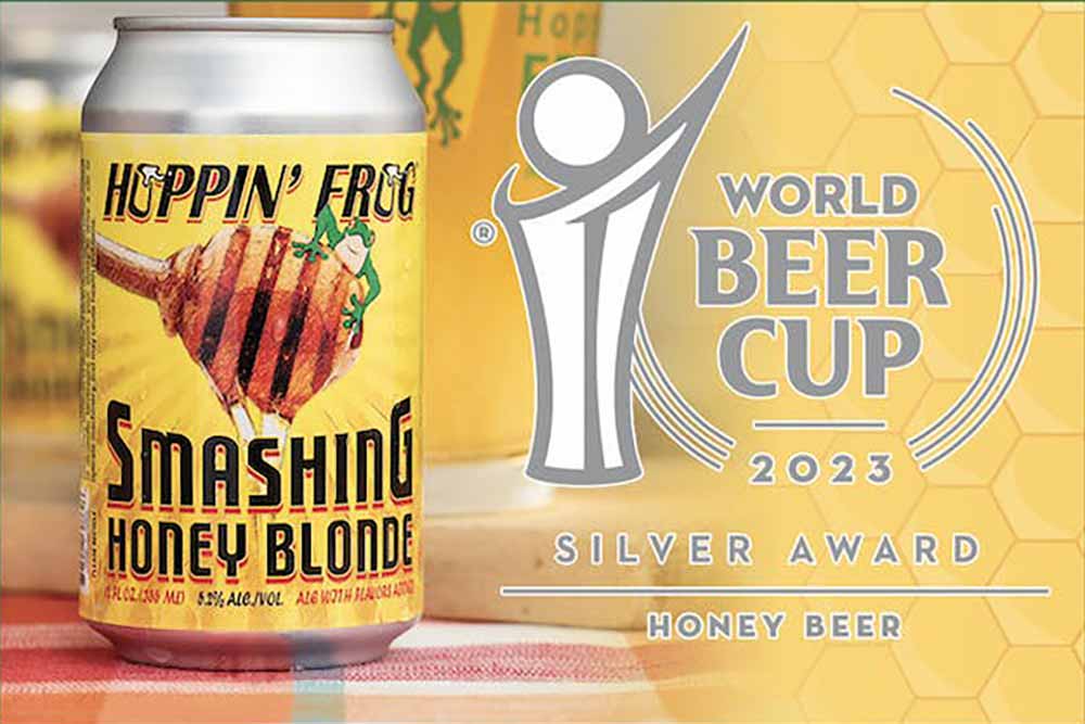 hoppin' frog brewery smashing honey beer blonde ale