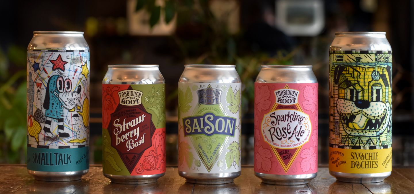 cans from Forbidden Root Brewery, one of the best breweries in Chicago