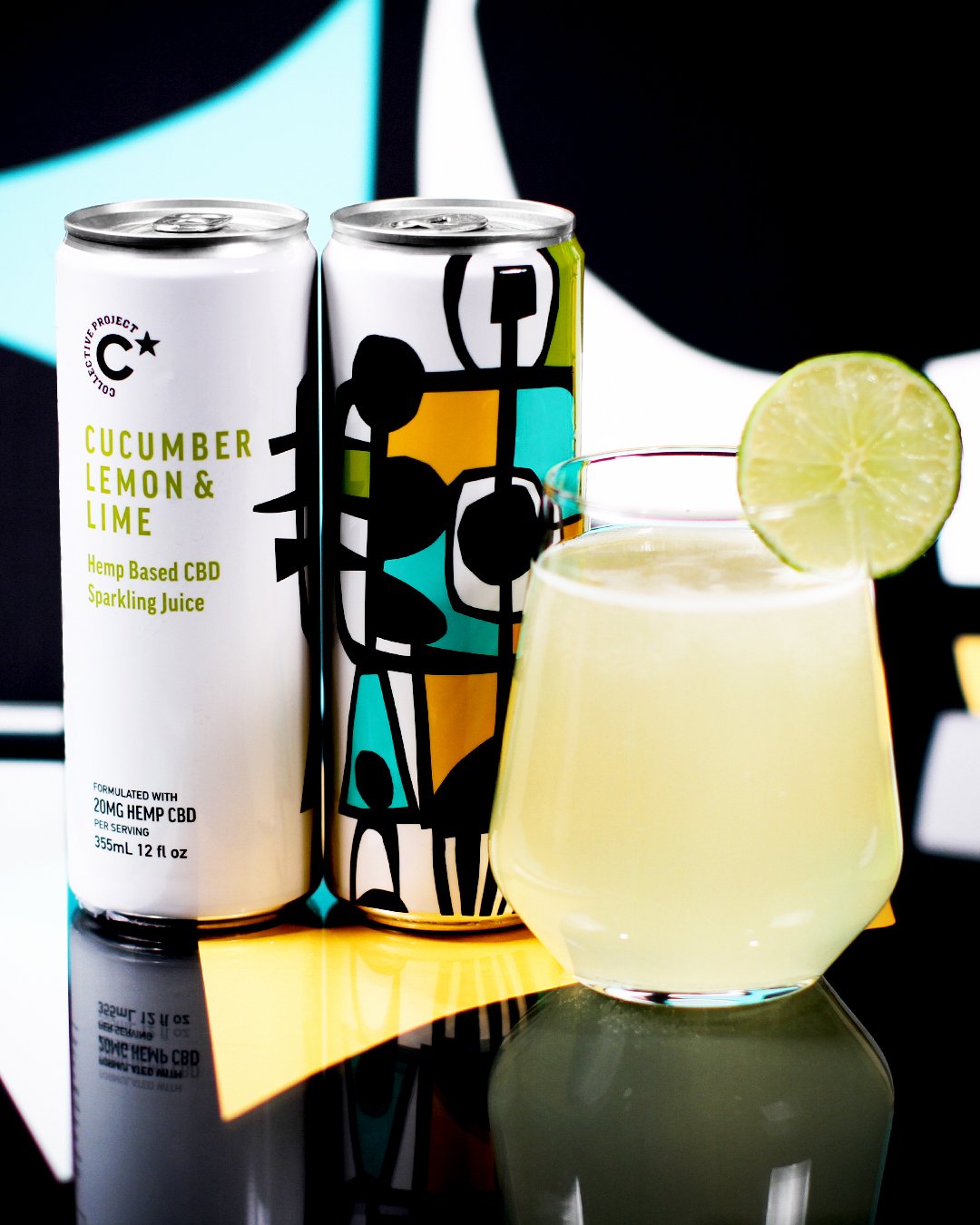 collective project cucumber lemon lime cbd sparkling juice 