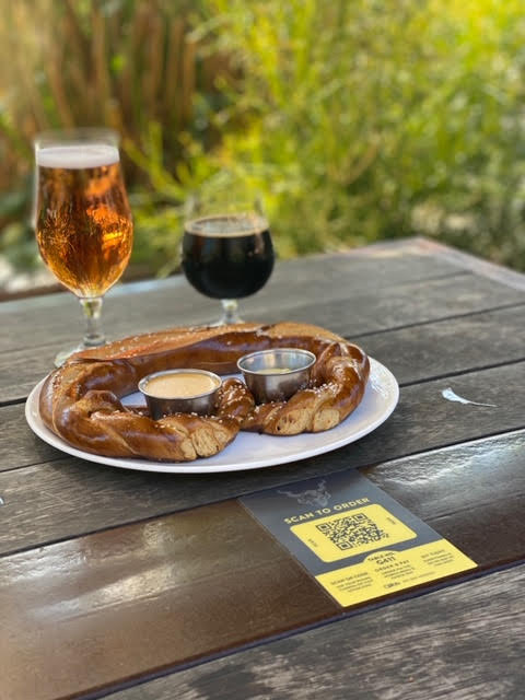 pretzel at stone brewing with qr code