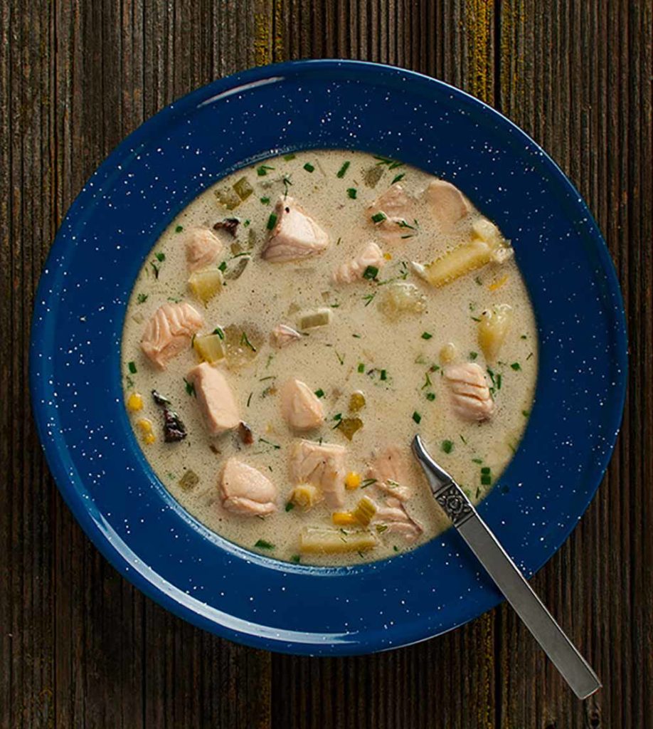 salmon chowder fish and beer