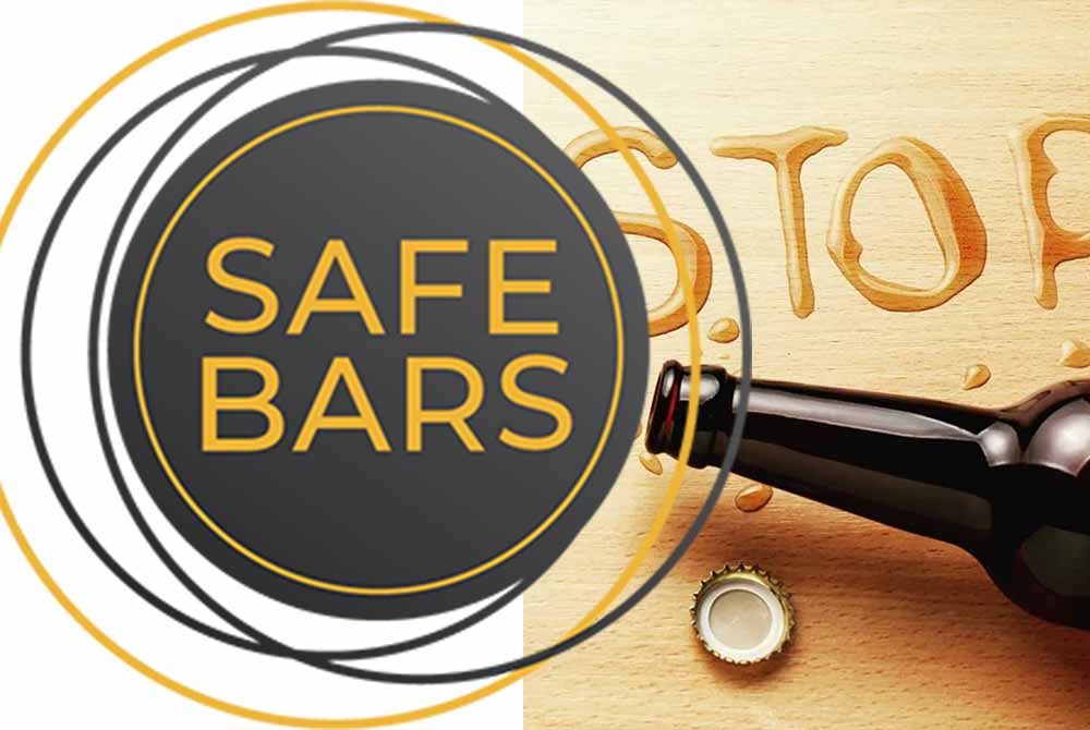 safe bars logo x beer bottle stop