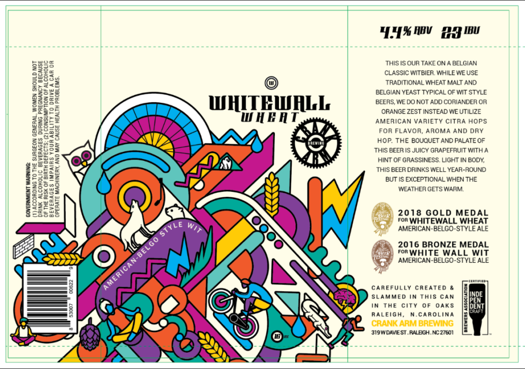crank arm brewing company whitewall wheat best beer label