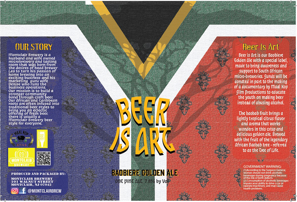 montclair brewery beer is art label baobiere golden ale