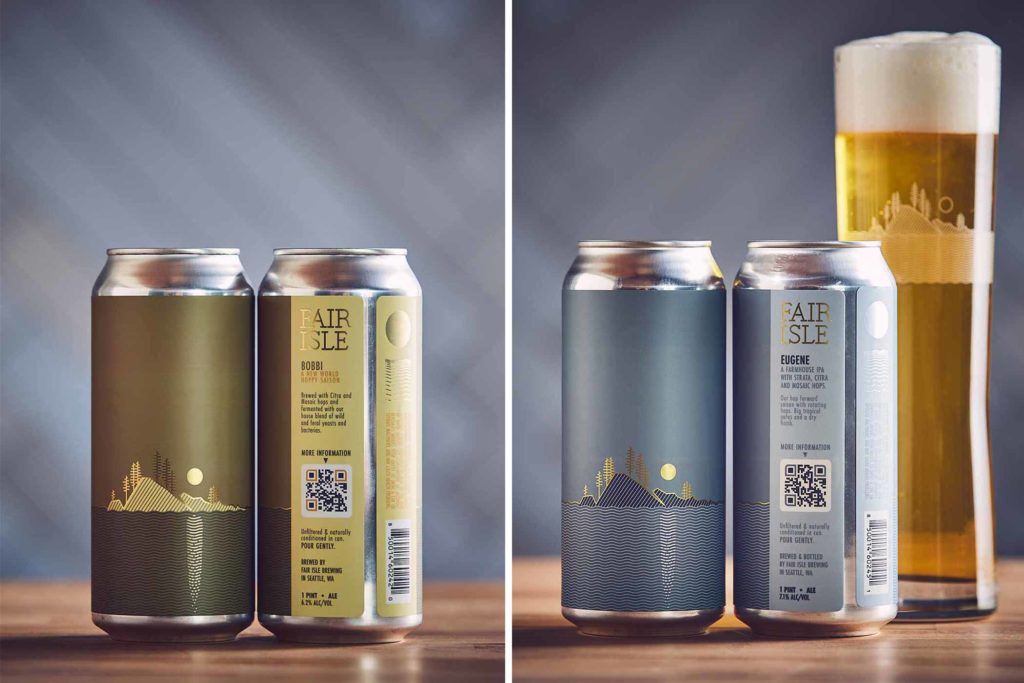 fair isle brewing bobbi cans and eugene cans and glass saison