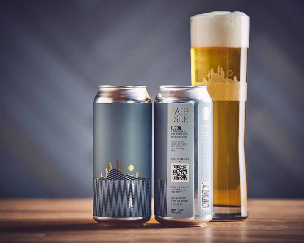 fair isle brewing eugene cans and glass saison