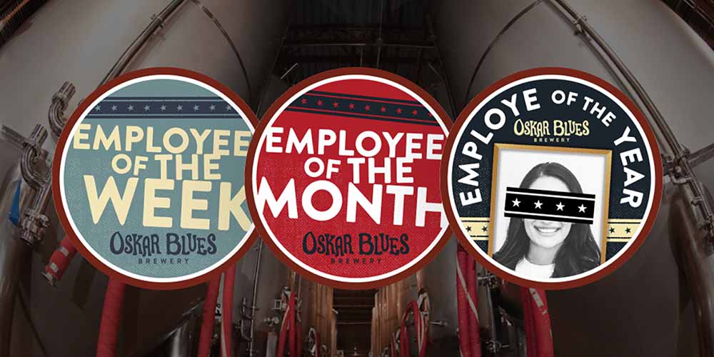 oskar blues brewery employee of the year badges