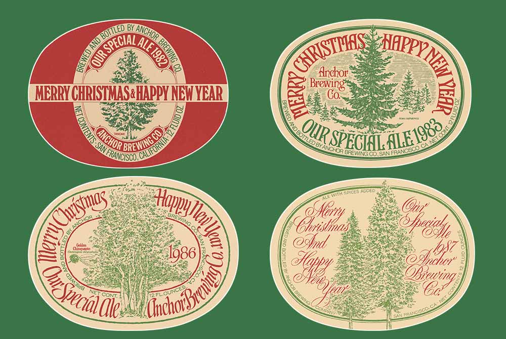 anchor brewing christmas ale labels 1982 1983 1986 1987