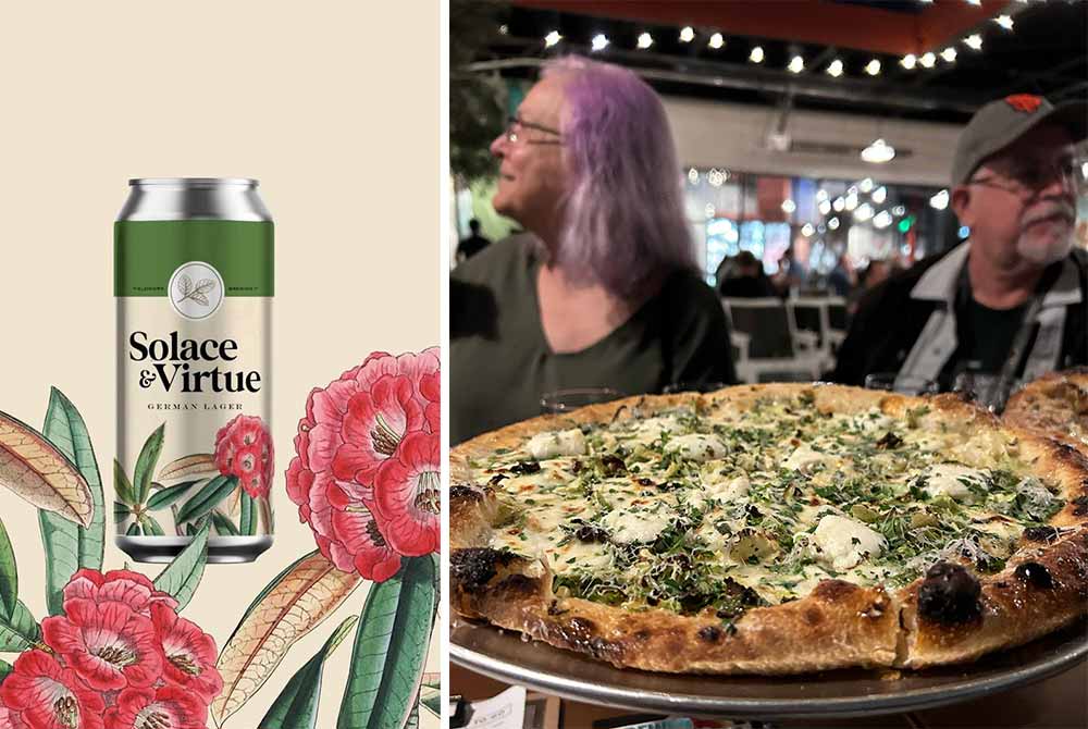 fieldwork brewing solace & virtue german lager x walk in the park pizza