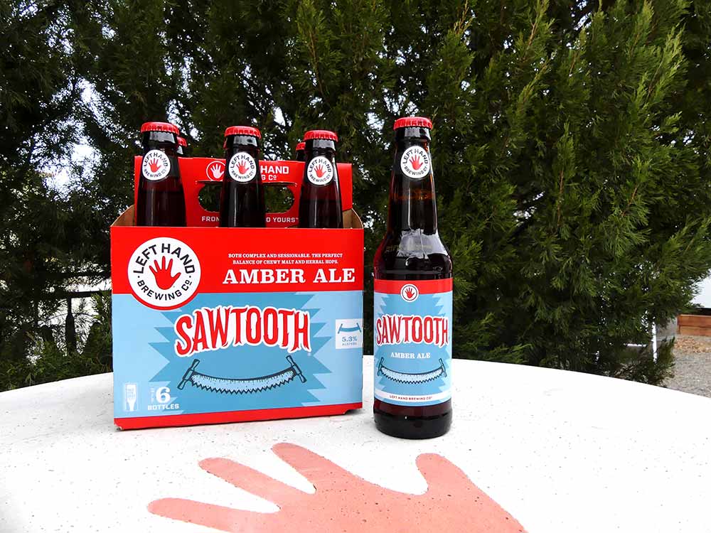 left hand brewing company sawtooh amber ale 6-pack bottles