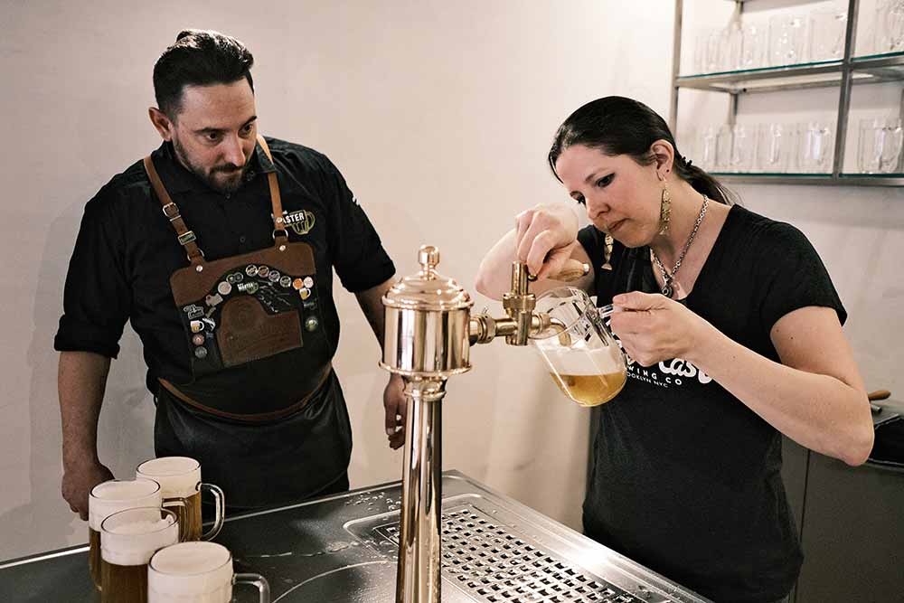 wild east brewing co-founder lindsay steen lukr czech pours