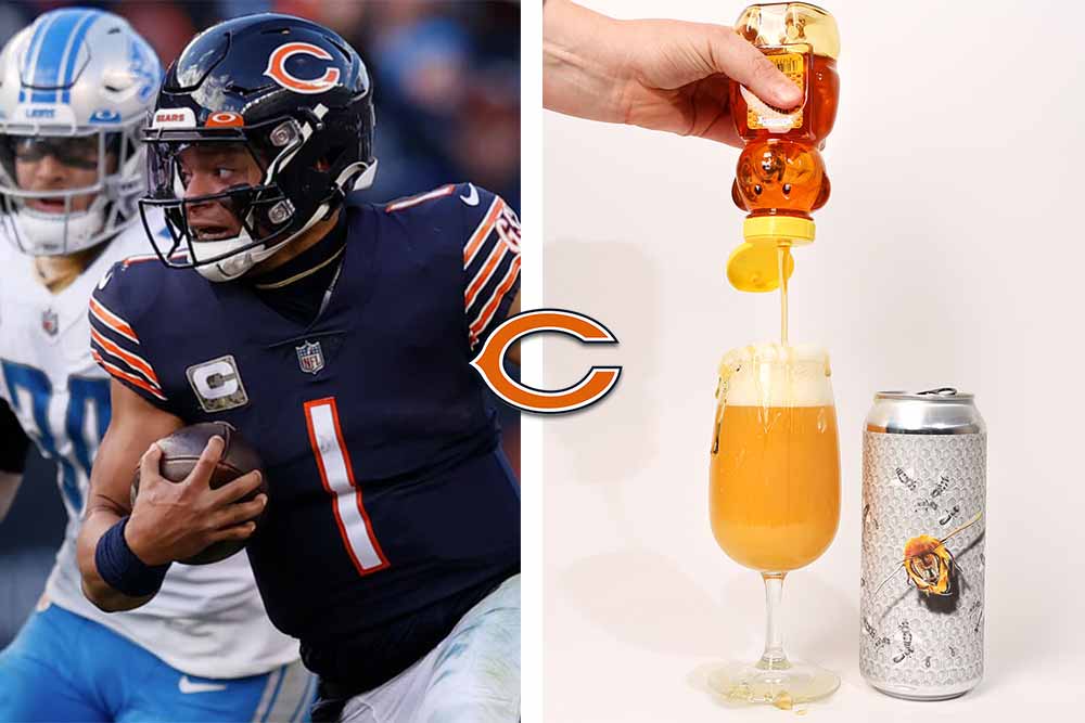 chicago bears x lost tavern and twin elephant honey beer