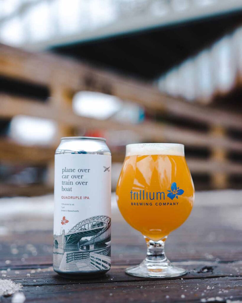 trillium brewing company plane over tain over car over boat quadruple ipa