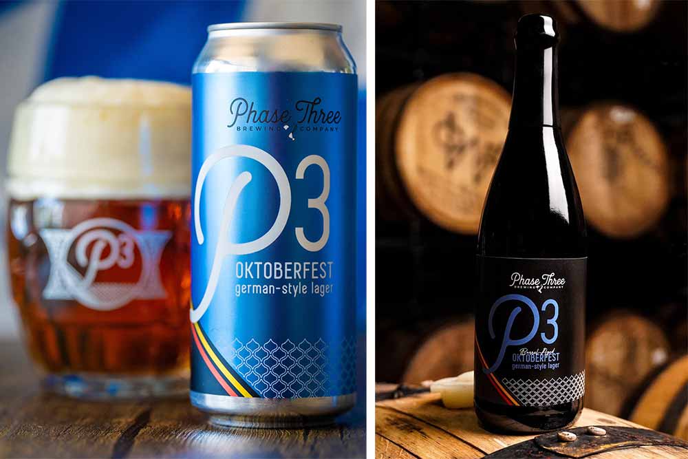 phase three brewing p3 oktoberfest and barrel-aged p3 oktoberfest märzen