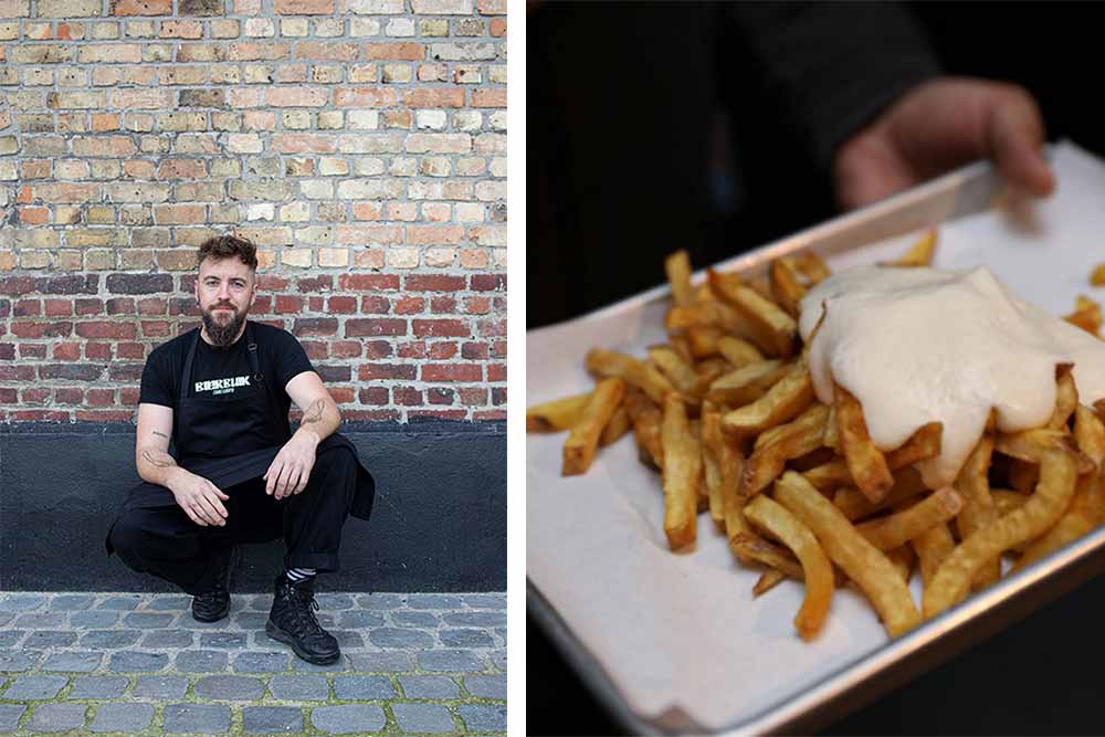 bierbuik founder chef florent ladeyn with frites and maroilles cheese sauce