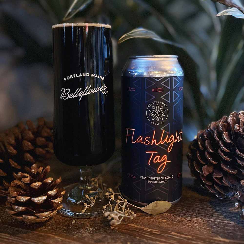 belleflower brewing flashlight tag - peanut butter and chocolate imperial stout