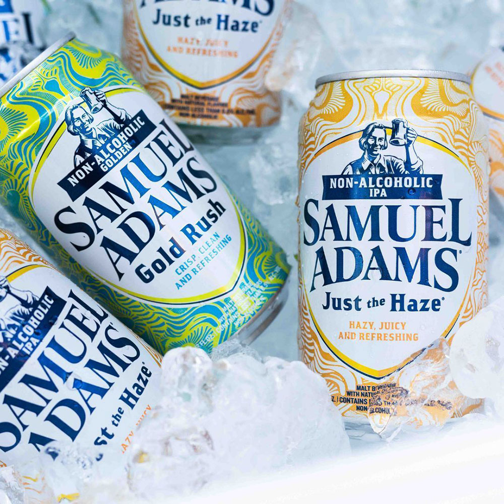 boston beer company samuel adams just the haze and gold rush non-alcoholic beer