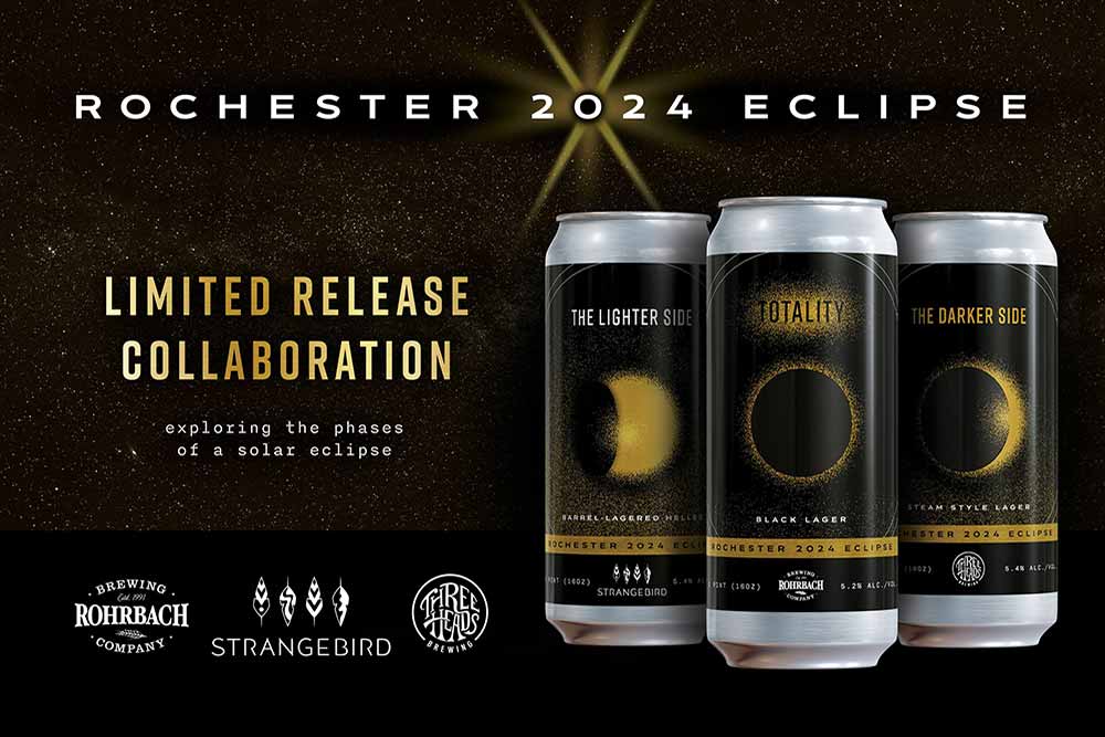 rohrbach brewing company totality black lager and strangebird the lighter side three heads the darker side solar eclipse