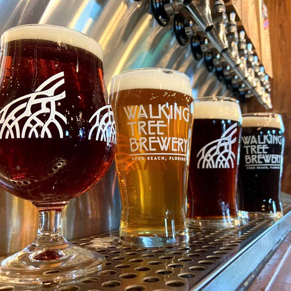 walking tree brewery glasses on the bar