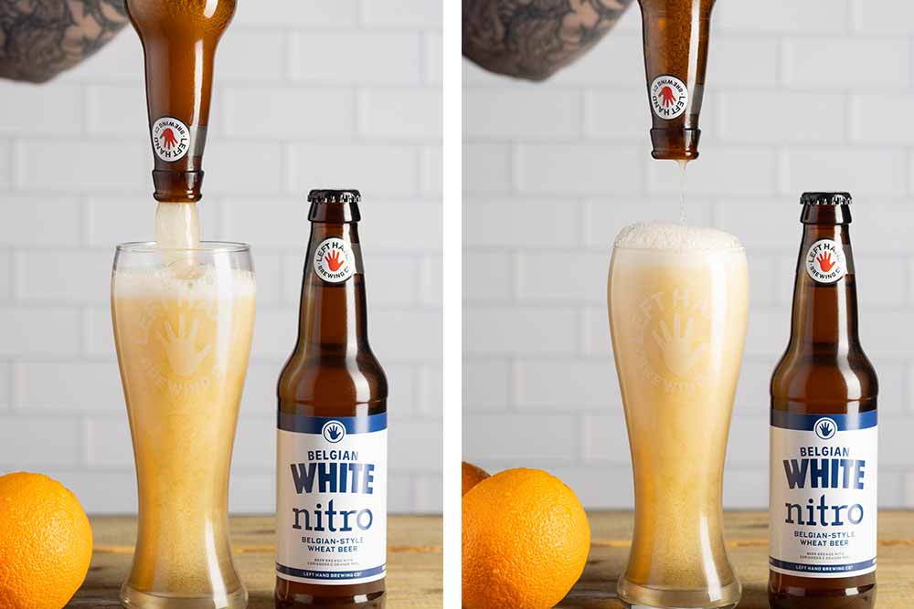 left hand belgian white nitro beer