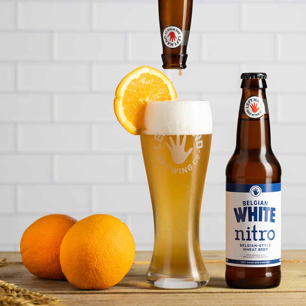 left hand belgian white nitro beer