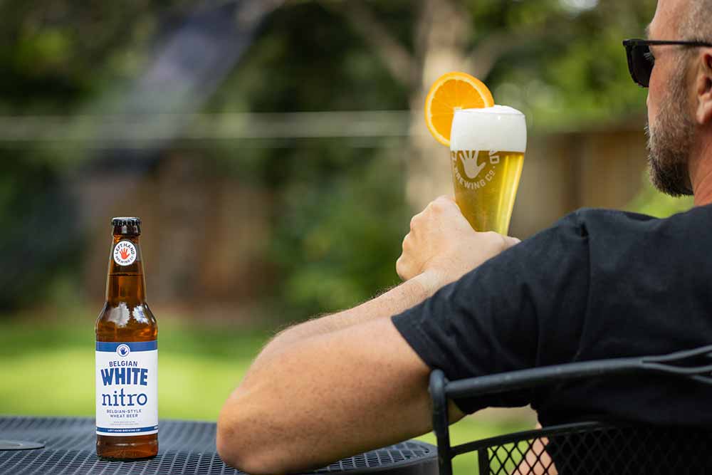 left hand belgian white nitro beer